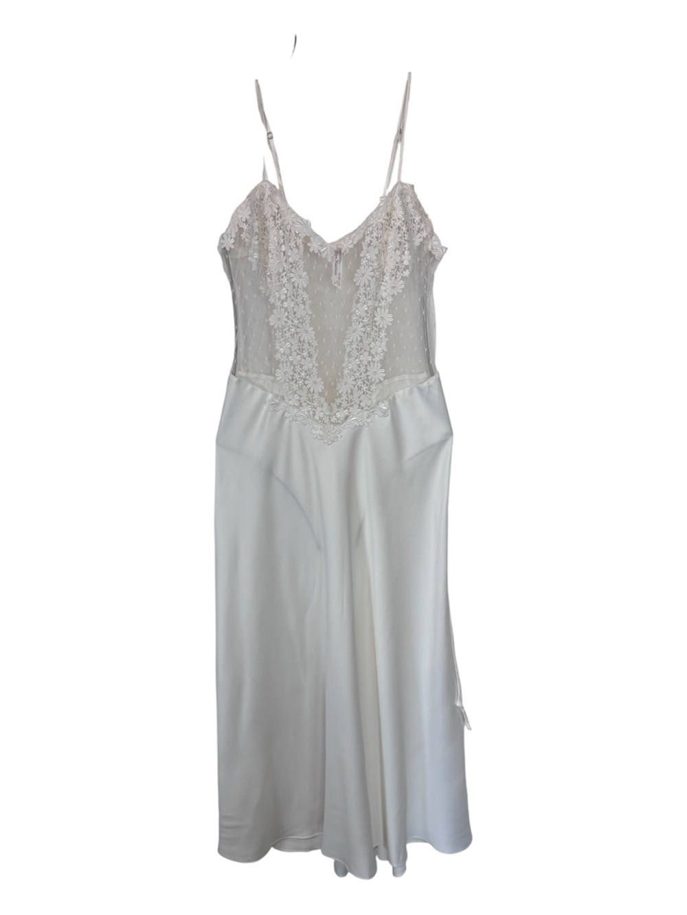 Flora Nikrooz Ivory Satin and Lace Chemise, lingere,Bridal,Honeymoon,adjustable